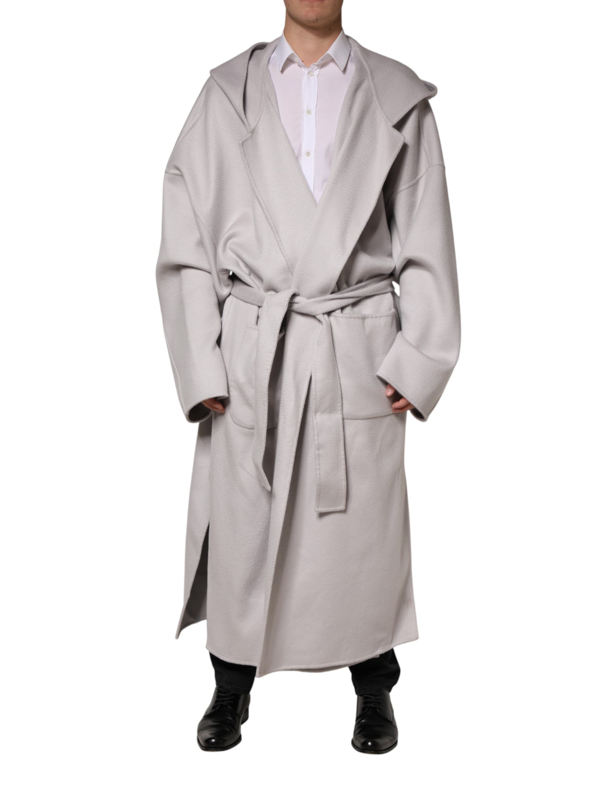 Off White Belted Long Trench Coat Men Jacket - ventzia