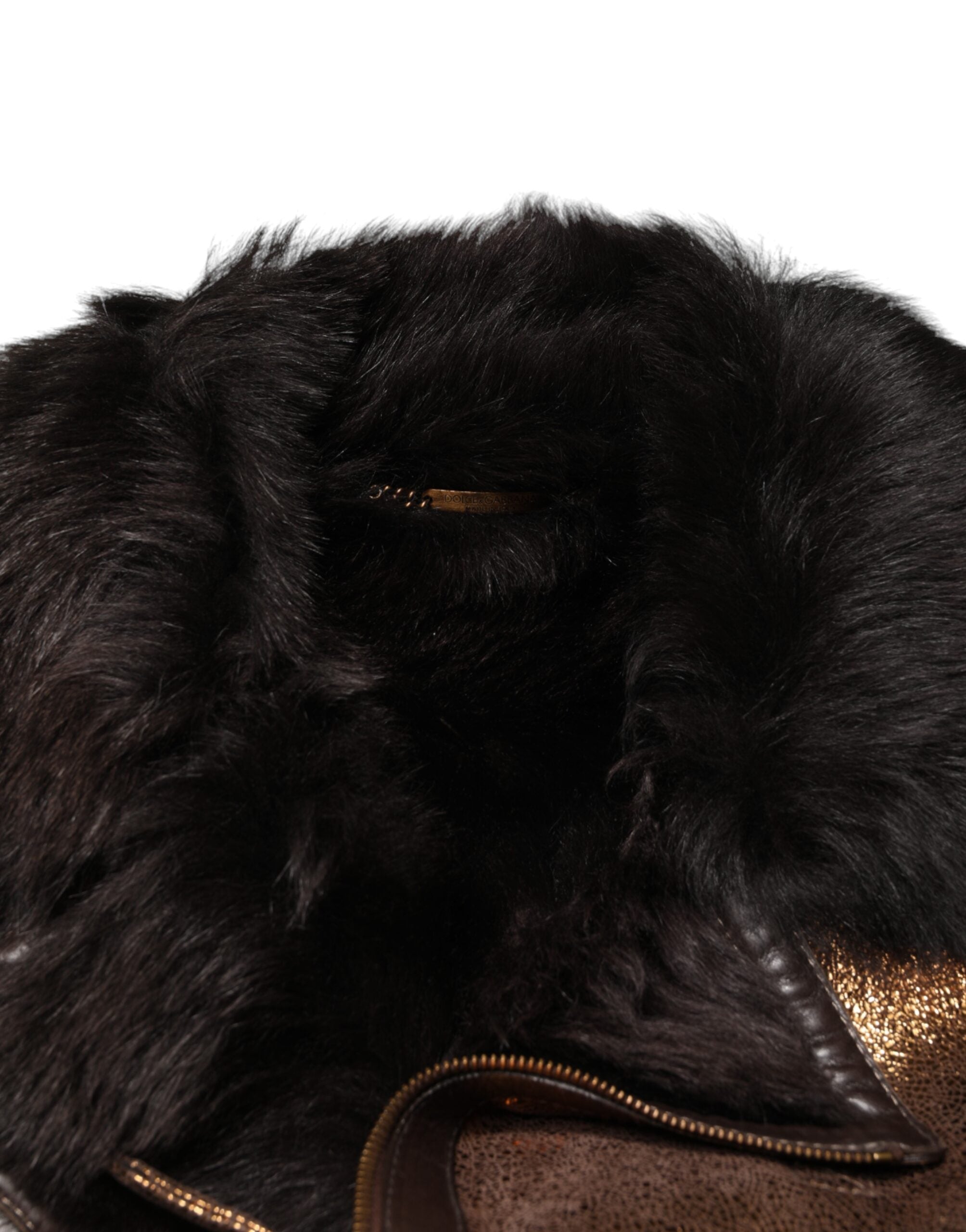 Bronze Leather Fur Full Zip Men Biker Jacket - ventzia