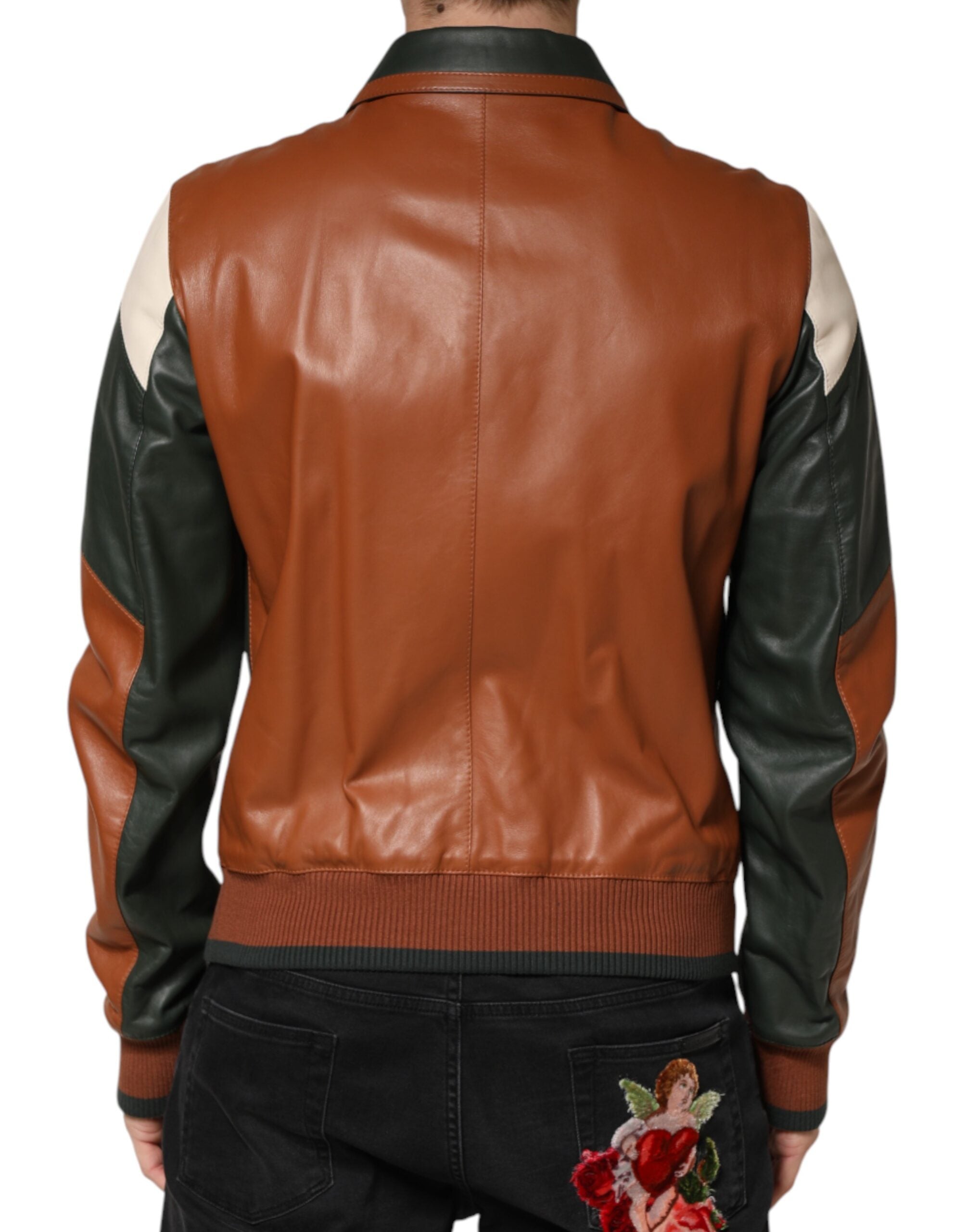 Multicolor Leather Full Zip men Biker Jacket - ventzia