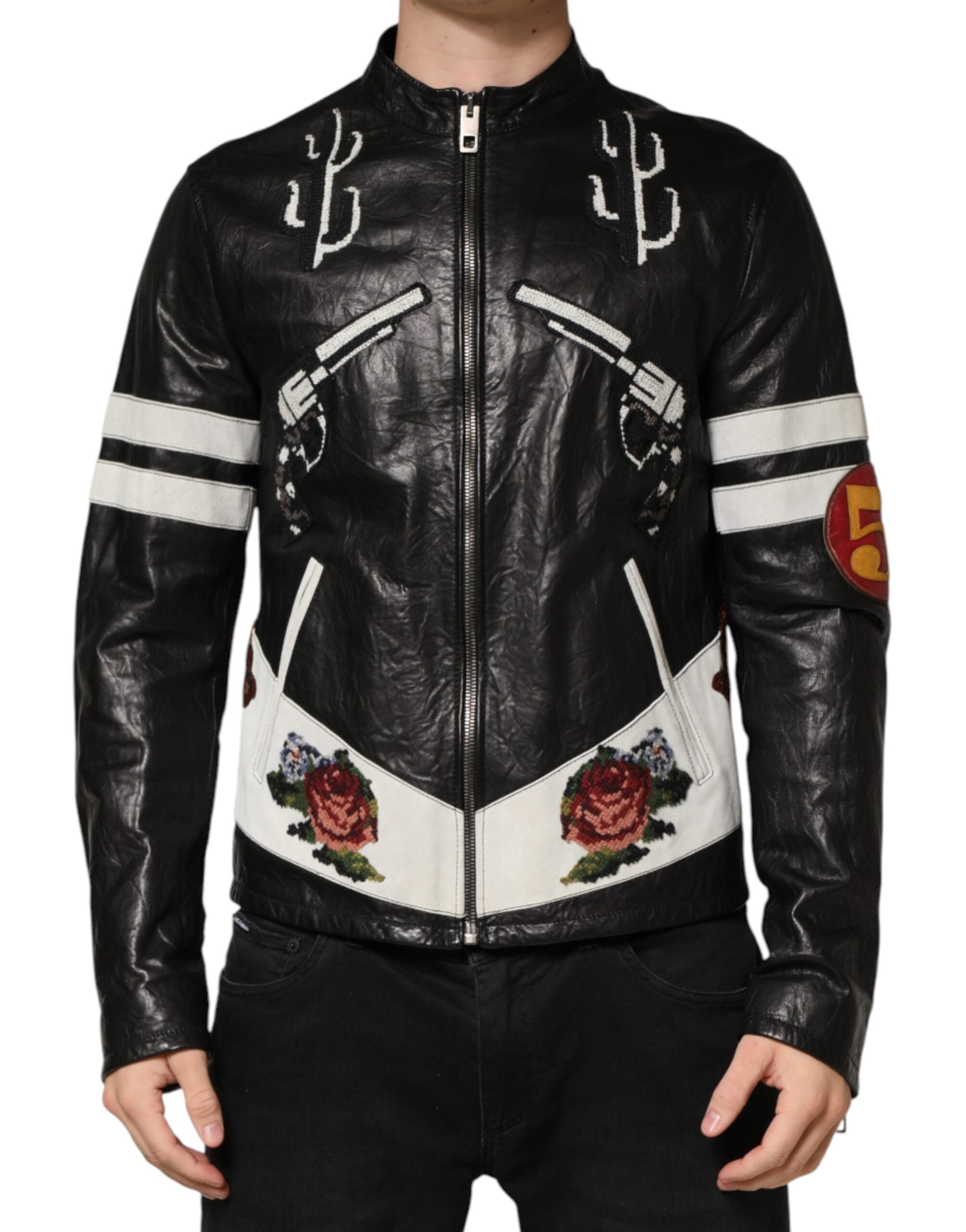 Black Guns n' Roses FullZip Men Biker Jacket - ventzia