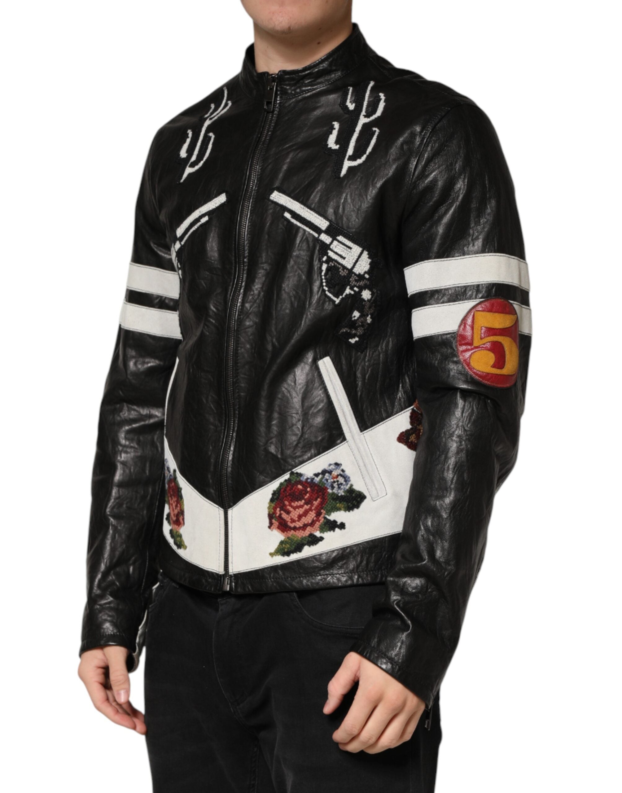 Black Guns n' Roses FullZip Men Biker Jacket - ventzia