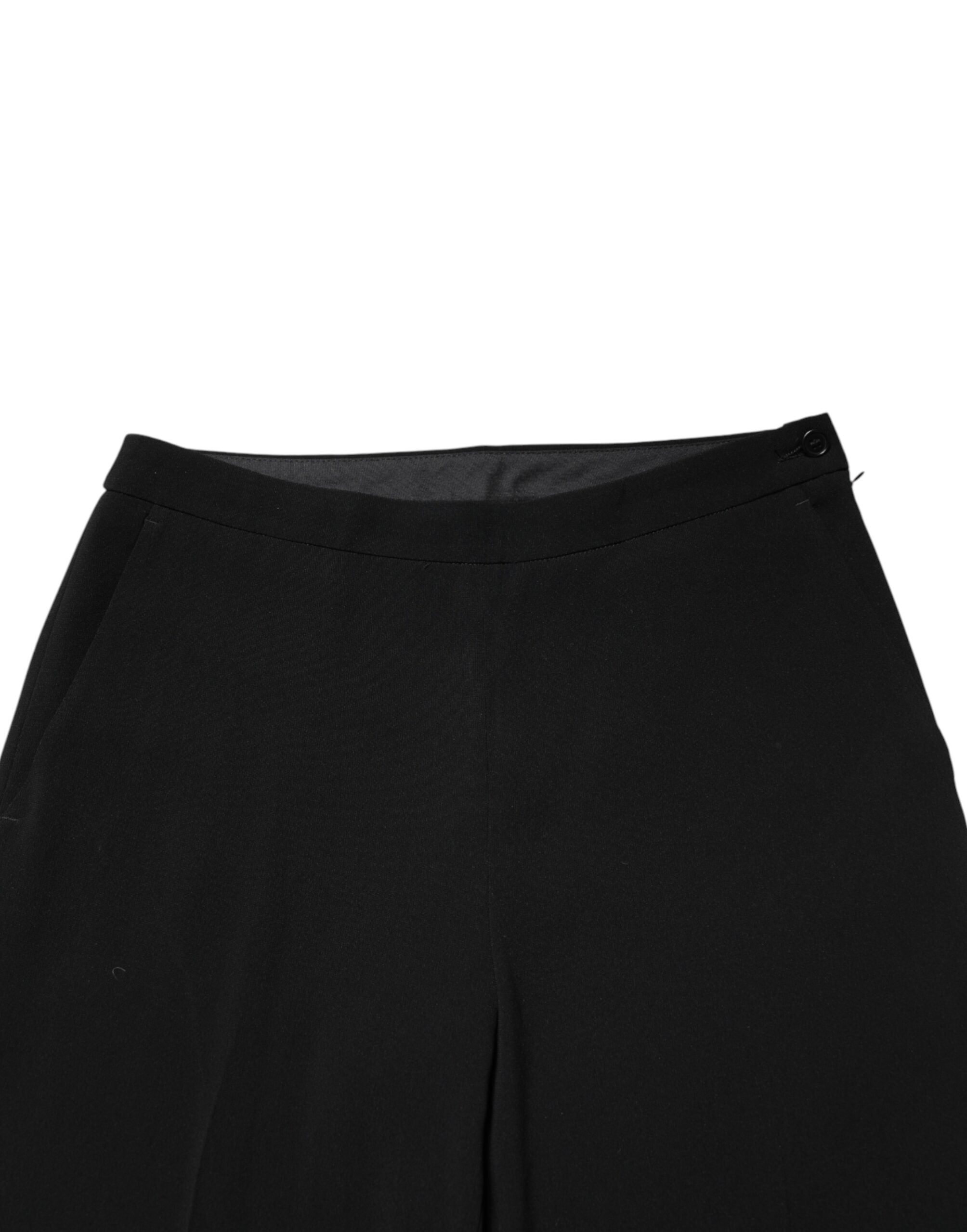 Black High Waist Zip Straight Chino Trouser Pants - ventzia