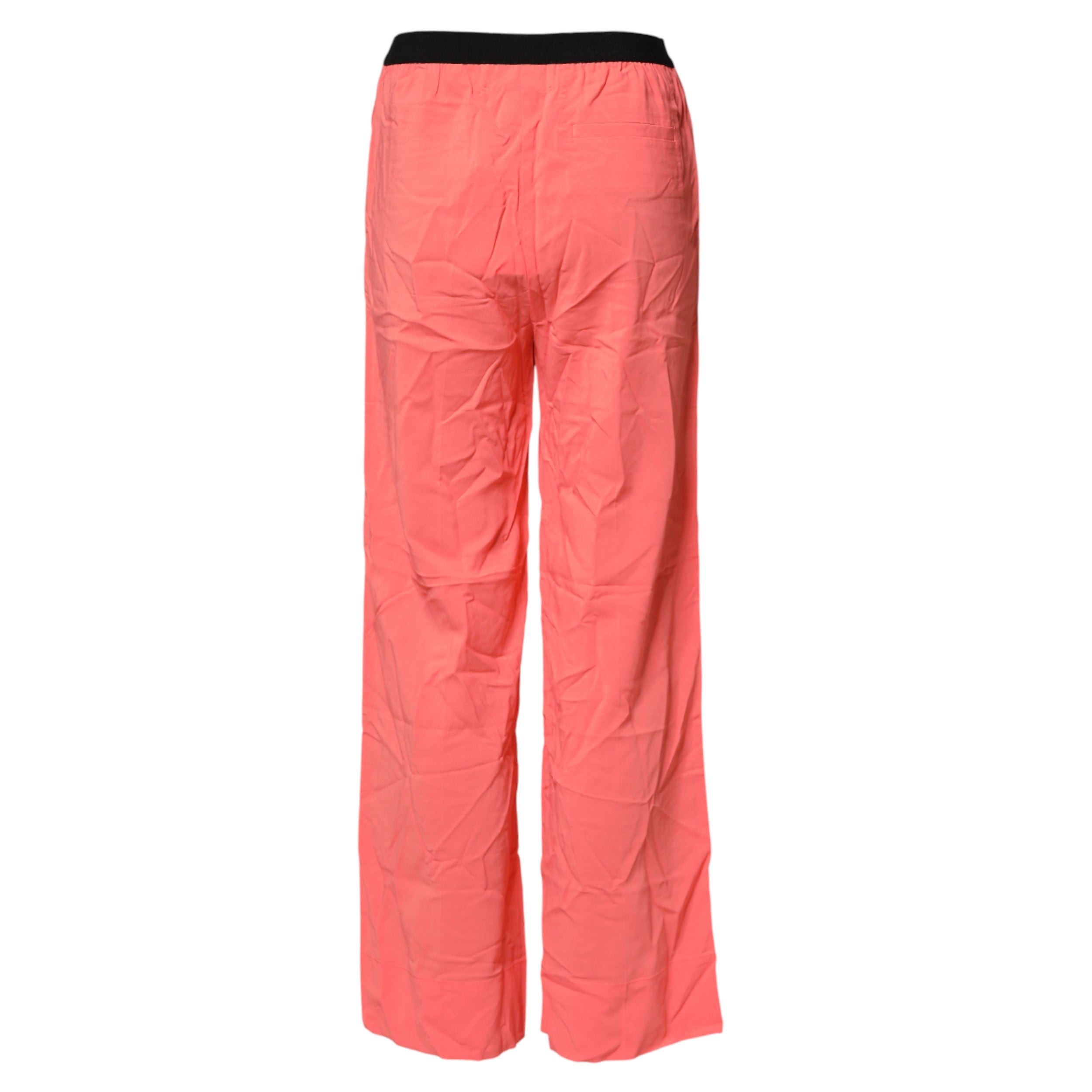 Neon Pink High Waist Straight Wide Leg Trouser Pants - ventzia