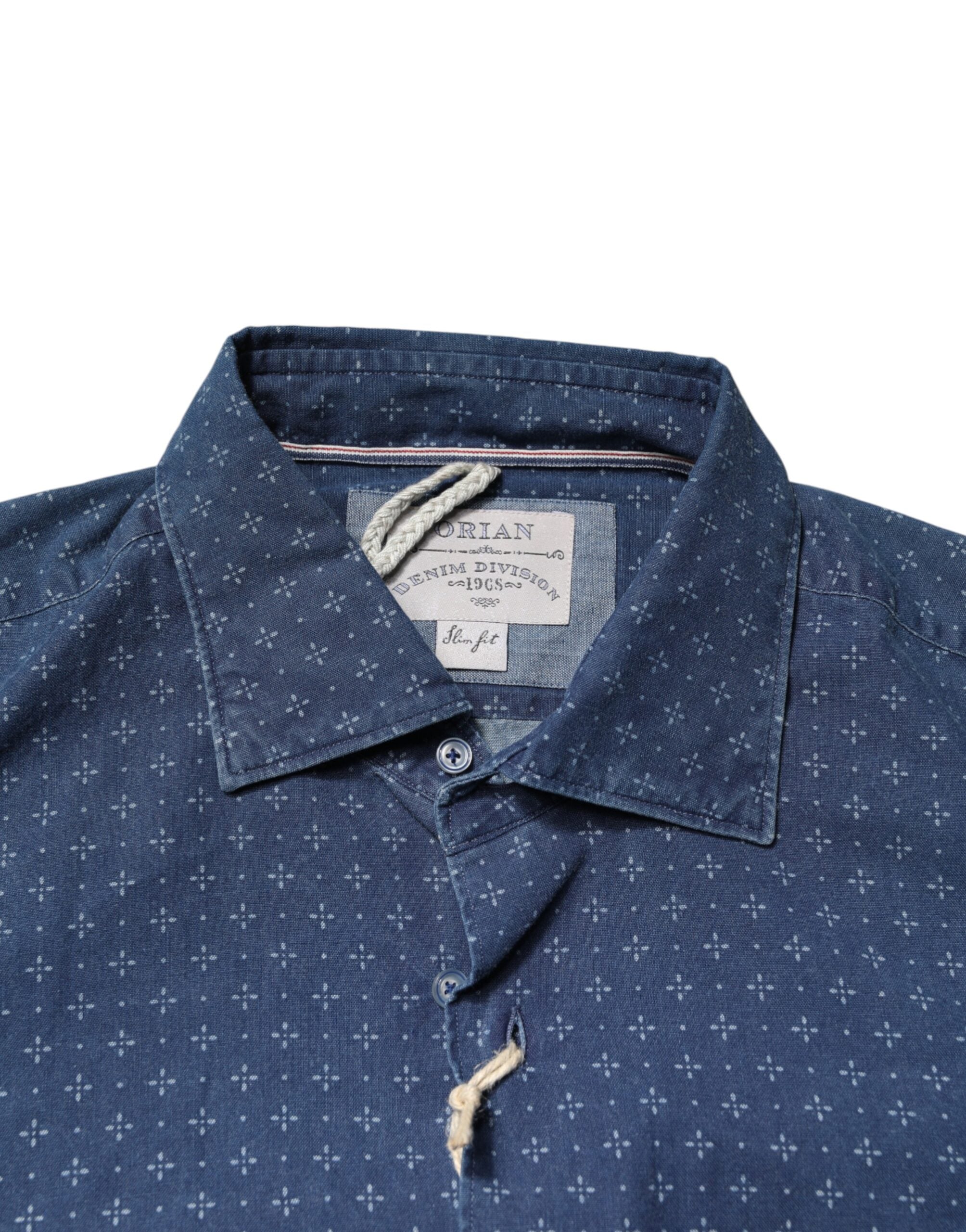 Blue Button Down Long Sleeves Men Shirt - ventzia