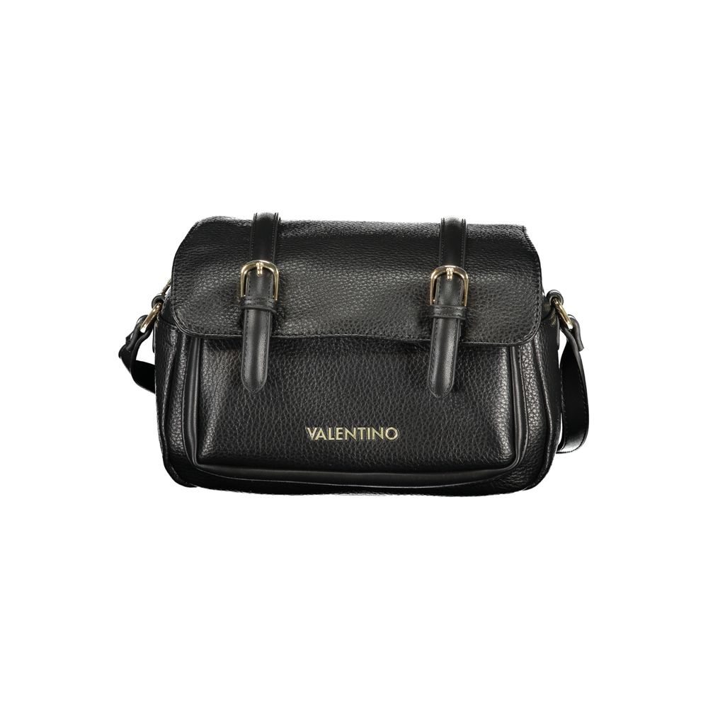 Black Polyurethane Women Shoulder Bag - ventzia