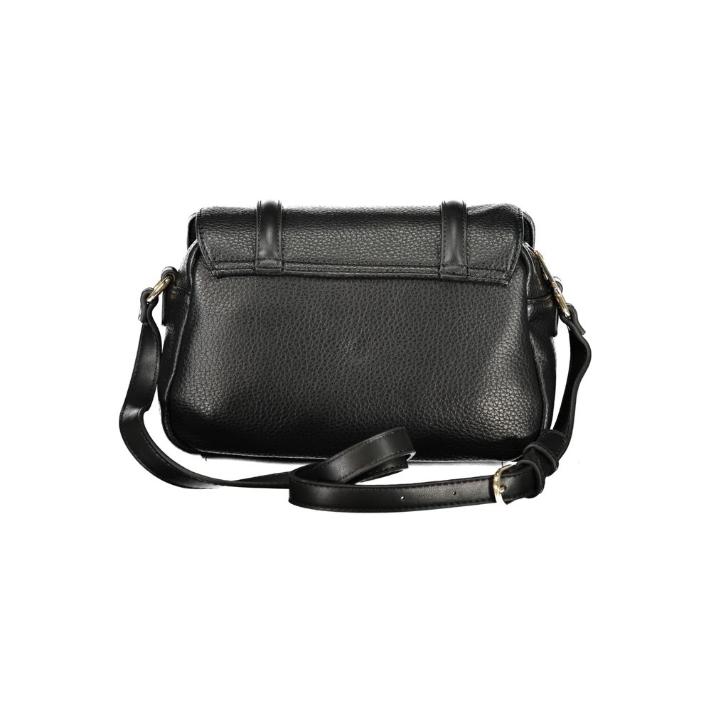 Black Polyurethane Women Shoulder Bag - ventzia