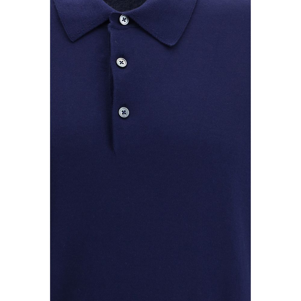 Blue Cotton Polo Shirt - ventzia