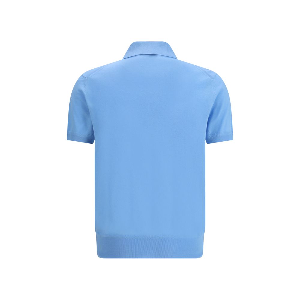 Blue Cotton Polo Shirt - ventzia